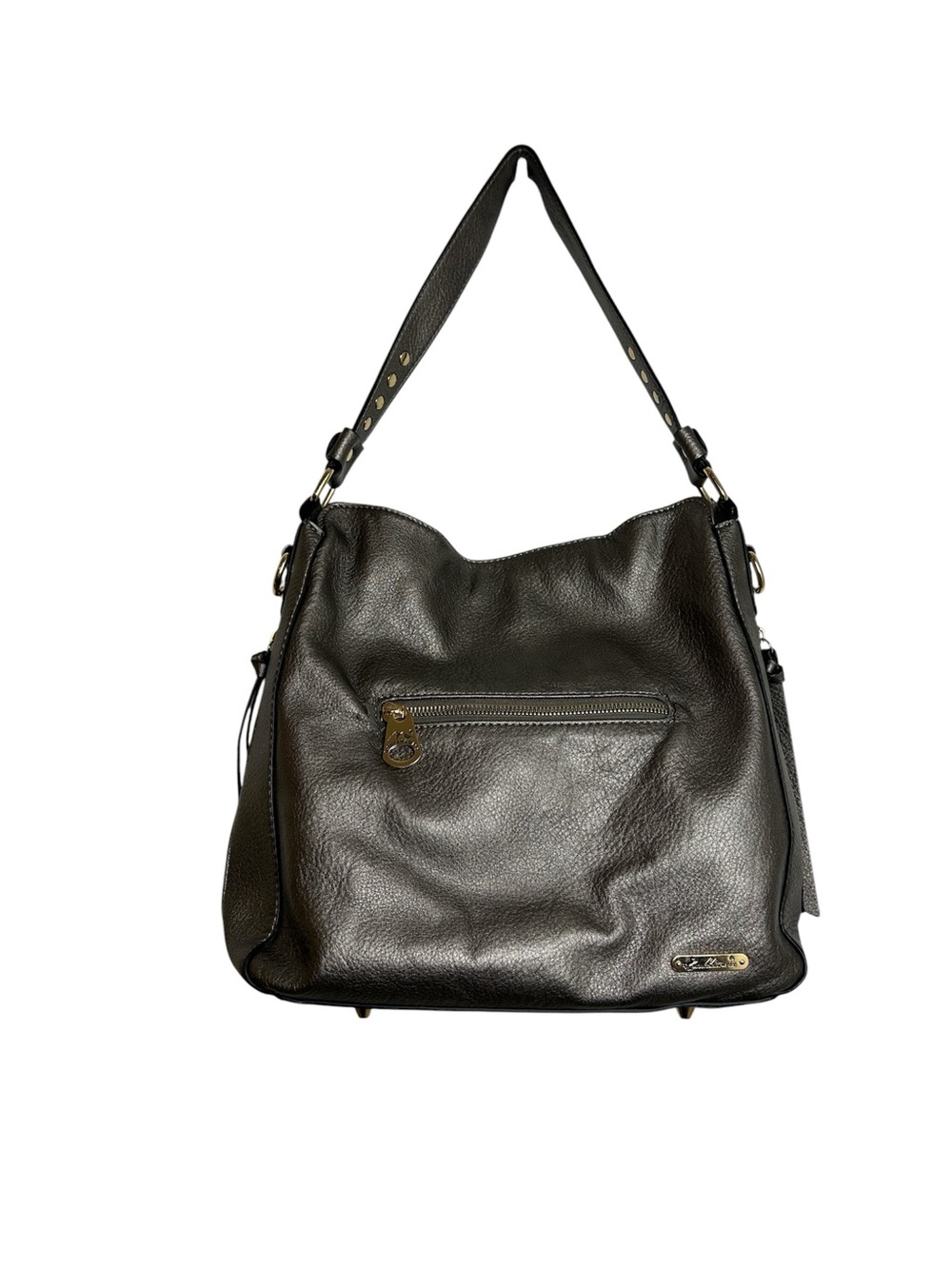 Montana West Studded Metallic Pewter Silver Hobo Shoulder Bag - Picture 2 of 15